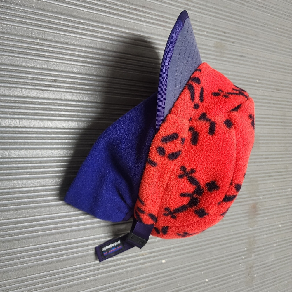 Vintage Patagonia Fleece Synchilla Baggies Beanie Hat Purple Red EUC